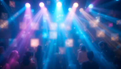 Colorful Light Rays Illuminate a Crowd at a Live Music Event