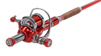 A shiny red fishing rod for the angler s passion reflecting hope and on transparent background