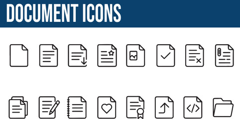 Minimal Line Document Icons  Digital Office Essentials