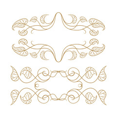 Decorative flourishes with curled vines and leaves. Timeless botanical accents for formal design.