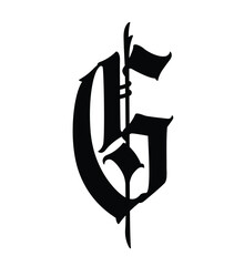 Letter in the Gothic style. Vector. Alphabet. Calligraphy and lettering. Medieval Latin letter. Logo for the company. Monogram. Elegant font for tattoo.