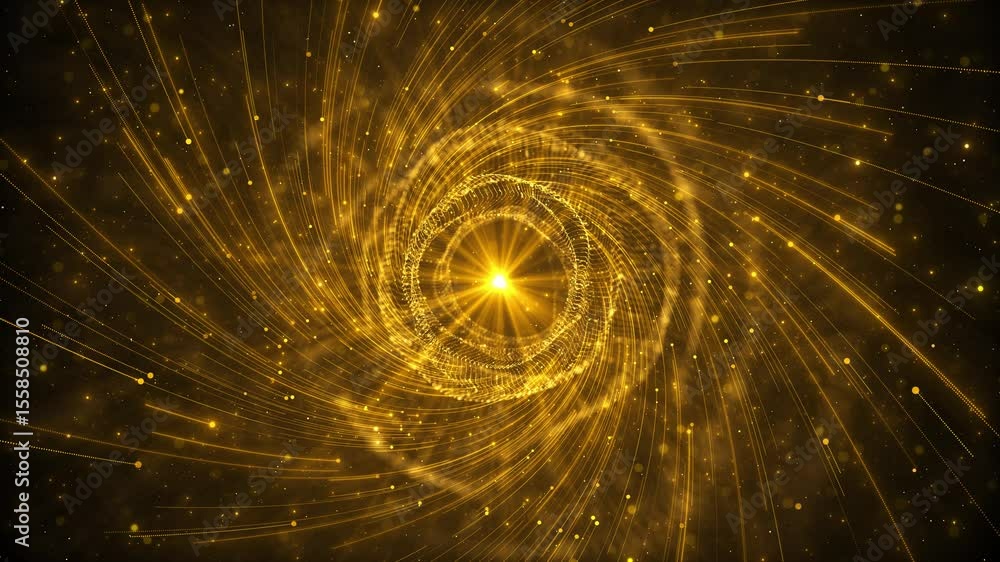Poster animation of golden circle frame sparkles and flares, abstract particles. christmas frame glitter sn