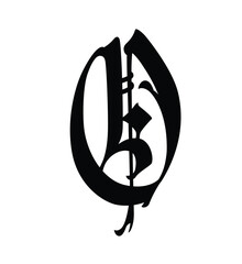 Letter in the Gothic style. Vector. Alphabet. Calligraphy and lettering. Medieval Latin letter. Logo for the company. Monogram. Elegant font for tattoo.