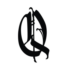 Letter in the Gothic style. Vector. Alphabet. Calligraphy and lettering. Medieval Latin letter. Logo for the company. Monogram. Elegant font for tattoo.