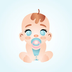 Illustration of a cute baby on a blue background.