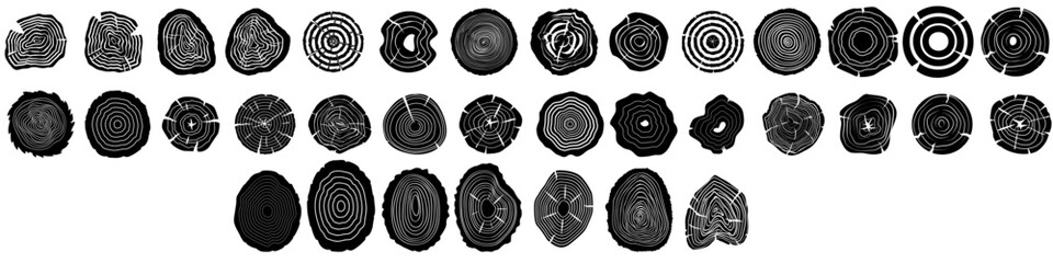 Wood Slice icon vector set. Wood Rings illustration sign collection. Tree symbol. Sawmill logo. © Denys