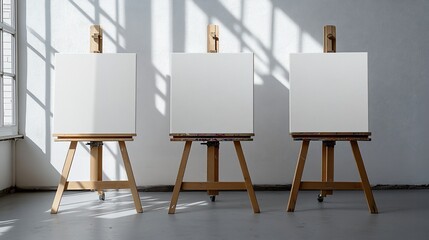 art easel with blank canvas
