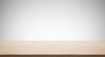Empty Light Brown Wooden Tabletop Against a White Background