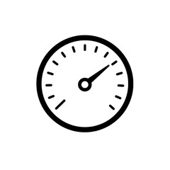 Speedometer at High: A graphic, simplified speedometer icon indicating high speed or performance.