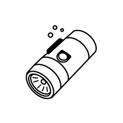 Illuminating the Dark: A close-up, detailed illustration of a modern flashlight, with focus on its structure, and use in the darkness. 