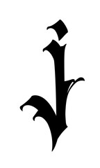 Letter j, in the Gothic style. Vector. Alphabet. Calligraphy and lettering. Medieval Latin letter. Logo for the company. Monogram. Elegant font for tattoo.