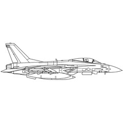 Fighter jet aircraft outline drawing airplane military
