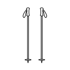 Ski Poles: Depicting a sleek, minimalist line art of two ski poles, these essential tools for winter sports stand tall and poised, ready to propel the skier through snowy landscapes. 