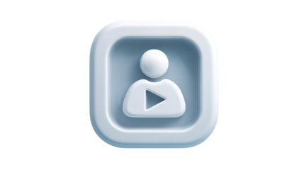 Profile video icon user play button avatar member account social media player interface 3d render on transparent background