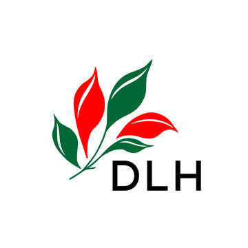 Modern Leaf Logo Design with Red and Green Colors, DLH Later Logo, Nature Inspired Minimalist Logo Template, Professional Plant Logo for Business Branding.

