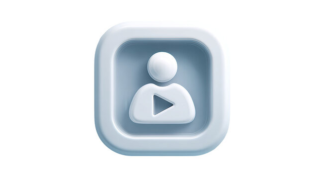 Profile video icon user play button avatar member account social media player interface 3d render on transparent background - Powered by Adobe