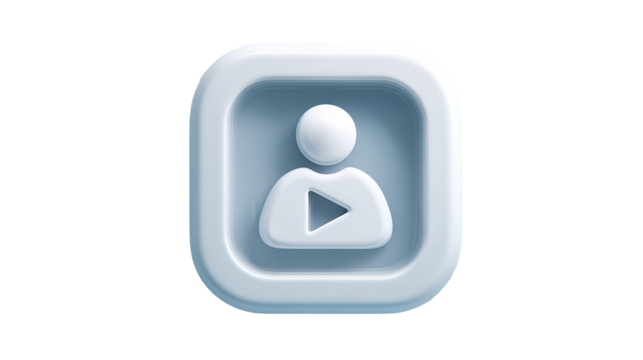 Profile video icon user play button avatar member account social media player interface 3d render on transparent background - Powered by Adobe