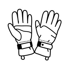 Pair of gloves: Winter gloves on a white backdrop, perfect for skiing, snowboarding, and outdoor activities.