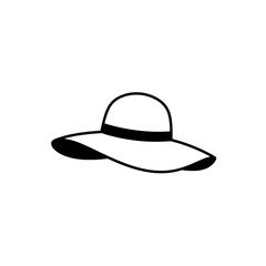 Summer Hat Silhouette: A simple, elegant silhouette of a wide-brimmed sun hat, perfect for a day at the beach, offering a stylish look and protection from the sun.