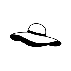 Elegant sun hat: An intricately designed monochrome illustration of a sun hat with a ribbon accent, epitomizing sophistication and offering respite from the sun's glare.