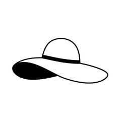 Summer Hat Silhouette: A stylish monochrome depiction of a broad-brimmed hat, perfect for sun protection and adding a touch of elegance. 