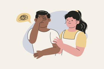 Illustration of Woman Comforting Man with Mental Health Issues