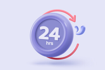 3d question and answer 24 hours icon signs for consultation concepts. speaker feedback with operator help hotline contact. 3d support consultant talk icon buttons vector render illustration