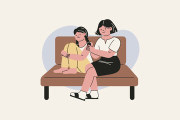 Illustration of Mother Providing Emotional Support to Her Upset