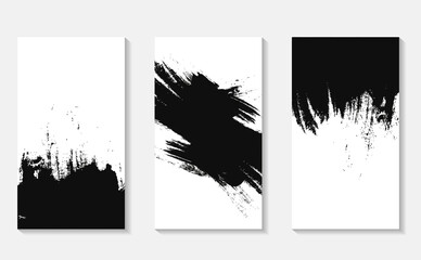 Textured painting, black stroke of watercolor paint. Poster