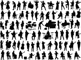 Silhouettes of Fashionable Women in Chic Modern Poses, Stylish Female Profiles with Accessories, Black Vector Illustration for Editorial, Branding, Advertising, and Creative Projects