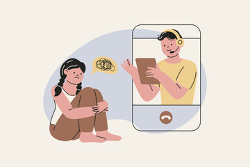 Illustration of Psychological Counseling with Online Therapist
