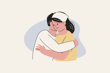 Illustration of Couple Embracing Each Other