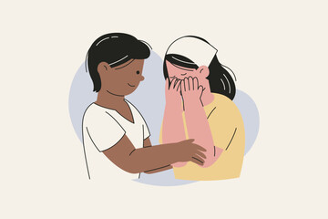 Illustration of Woman Comforting Her Friend