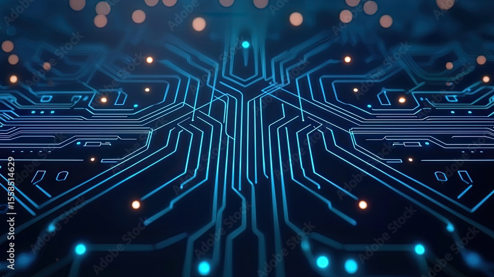 Fototapete High-tech circuit board design digital environment abstract visual art futuristic mood close-up perspective