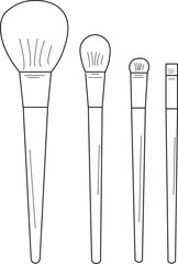 The Illustration of 1 set of cosmetic brush