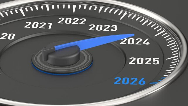 2026 year car speedometer.  3D illustration