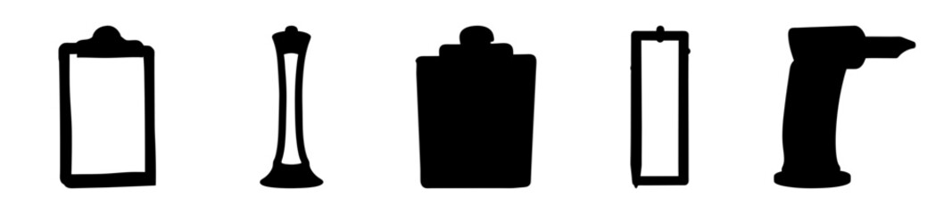 Abstract Silhouette Lineup of Assorted Objects on White Background, Graphic Design Elements