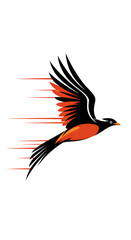 Dynamic Flight Bird in Motion, Vector Illustration