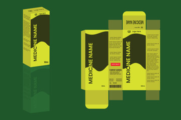 Medicine box packaged design. Medicine Packaging template design for medicine box, eye drop, cough syrup. Box packaging die cut template design. Box design.	