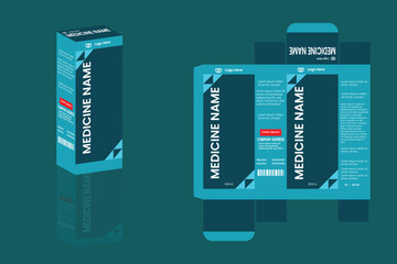 Package Design. Medicine Packaging template design for medicine box, eye drop, cough syrup. Box packaging die cut template design. Box design.	