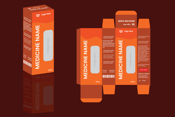 Medicine box packaged design. Medicine Packaging template design for medicine box, eye drop, cough syrup. Box packaging die cut template design. Box design.	