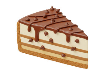 Isolated Slice of Chocolate Cake with Drizzle