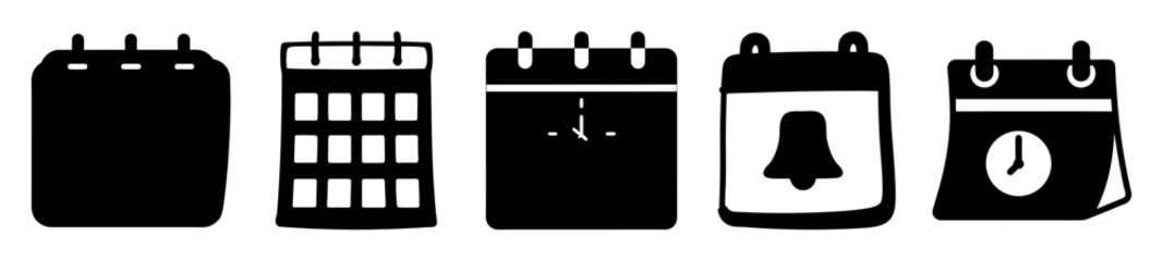 Collection of Diverse Calendar Icons Illustrating Time Management and Event Planning