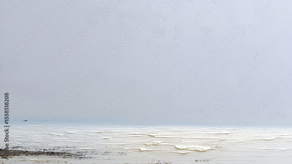 Poster Serene abstract landscape with textured surface in white and pastel tones evokes sense of calm. minimalistic composition features subtle layers and soft horizon