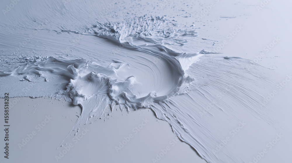 Aufkleber Textured smear of white paint on smooth surface creates abstract and artistic pattern, showcasing dynamic movement and texture of medium