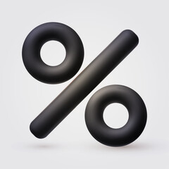 3D percent sign. Cartoon financial and money design. Banking space. © feaspb