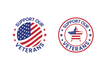 Support Our Veterans Stamp Badge Design for Veterans Day USA Army Sticker