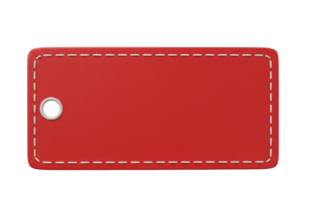 Isolated Blank Red Leather Tag with Stitching Detail
