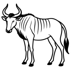 Wildebeest Animal Line Drawing Icon