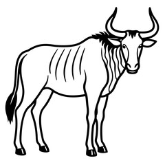 Wildebeest Animal Line Drawing Icon